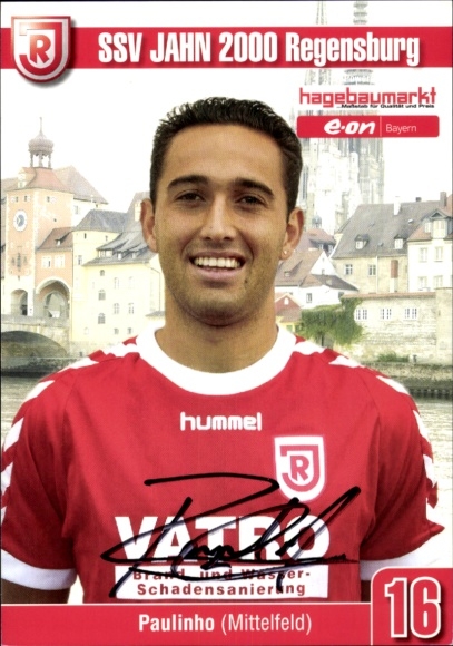 Autograph card footballer Paulinho, SSV Jahn Regensburg, autograph