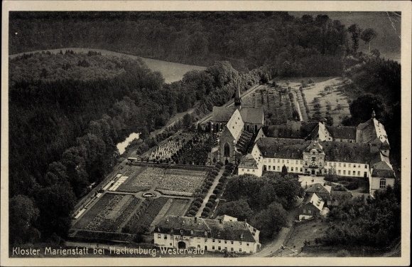 PC Hachenburg in the Westerwald, Marienstatt Monastery, aerial photo