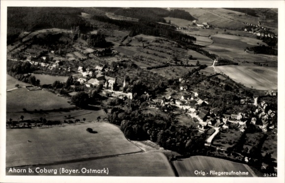 Postcard Ahorn in Upper Franconia, aerial photograph