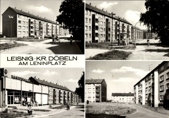 Ak Leisnig in Sachsen, Am Leninplatz, Wohnsiedlung, Kaufhalle