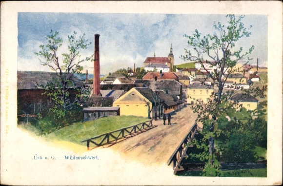 Artist Chromo-Litho Kopallik, F., Ústí nad Orlicí Wild Sword Pardubice Region, Wild Sword
