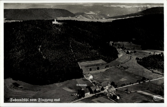 Ak Fohrenbühl Lauterbach im Schwarzwald, Fohrenbühl, Gasthaus Schwanen, Fliegeraufnahme
