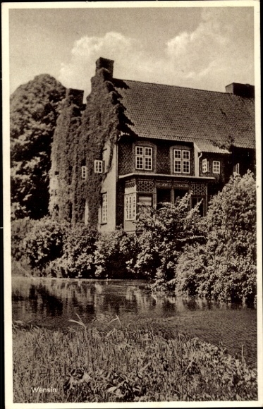 Postcard Wensin in Schleswig Holstein, view of the manor house