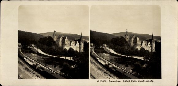 Stereo photo Stein Hartenstein in Saxony, Stein Castle