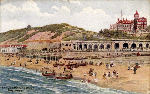 Artist Postcard Quinton, Boscombe Bournemouth Dorset England, Sand's, Marine Drive