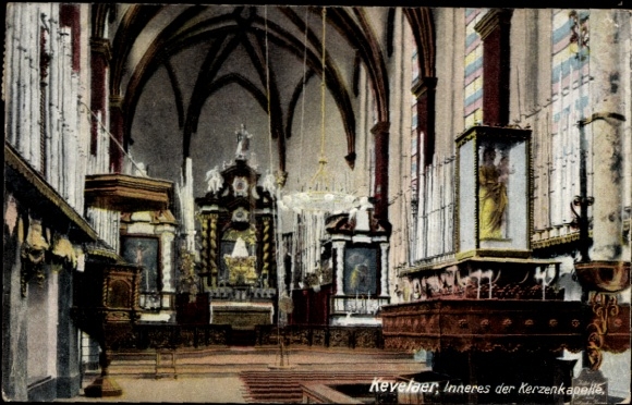 Postcard Kevelaer on the Lower Rhine, Candle Chapel, interior view, church architecture