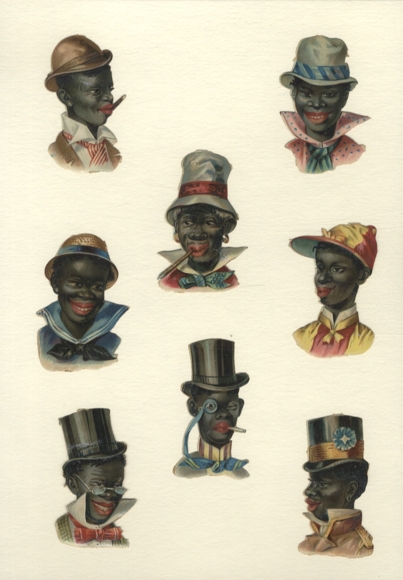8 wafers, dark-skinned men with different hats, cigar, glasses, size approx. 7 x 5 cm each