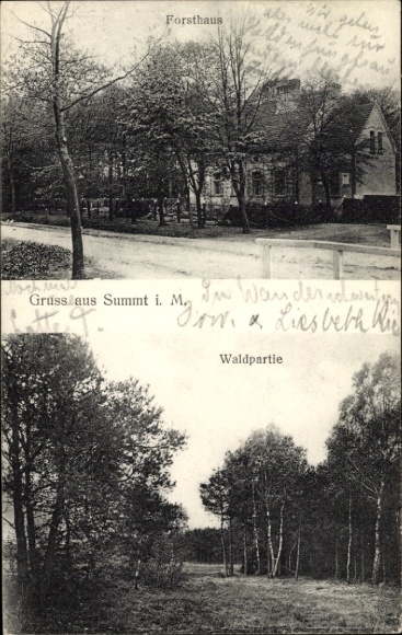 Postcard Summt Mühlenbecker Land in Brandenburg, forester's house, forest section