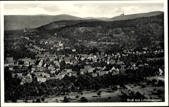 Postcard Lützelsachsen Weinheim an der Bergstraße Baden, aerial photo