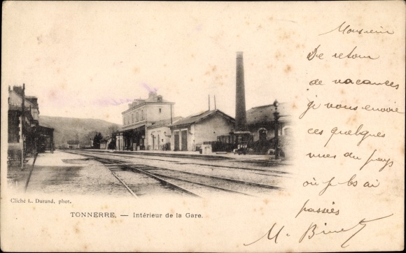 Postcard Tonnerre Yonne, Inside the Station, Bahnhof, Gleisseite