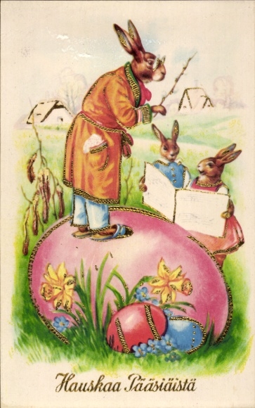 Glitter Postcard Congratulations Easter, Easter bunny, Easter egg