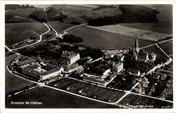 Postcard Sankt Ottilien Eresing in Upper Bavaria, Archabbey of Sankt Ottilien, aerial photograph