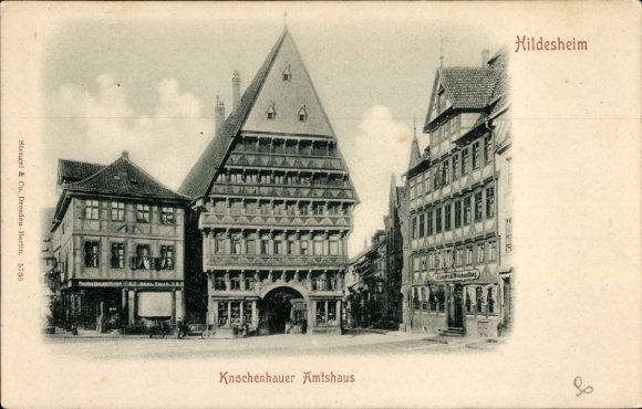 Postcard Hildesheim in Lower Saxony, Knochenhauer Amtshaus, Architecture, Stengel & Co. Dresden-Berlin