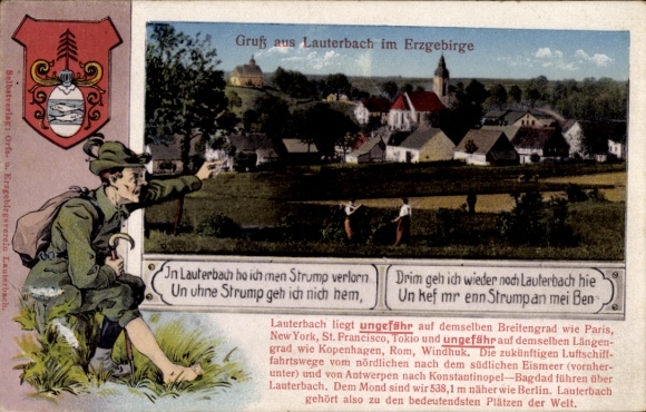 Postcard Lauterbach Marienberg in the Erzgebirge, general view, stocking lost
