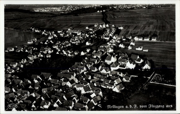Postcard Nellingen on the Fildern Ostfildern, aerial view of many houses, landscape