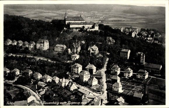 Ansichtkaart Fulda in Hessen, Frauenberg, luchtfoto