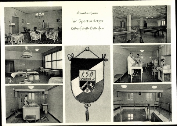 Postcard Hellersen Lüdenscheid in the Märkisches Kreis, hospital for sports injuries, LSB Sporthilfe eV.