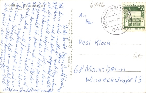 Postcard Poppenhausen on the Wasserkuppe Rhön, total view