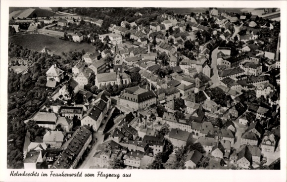 Postcard Helmbrechts in Upper Franconia, aerial photograph