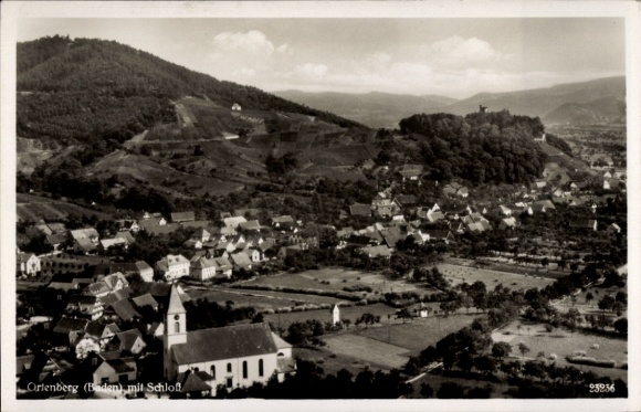 Postcard Ortenberg in Baden, aerial photograph