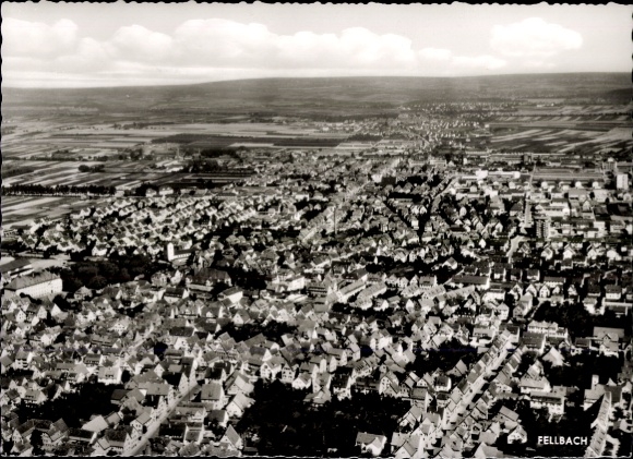 Postcard Fellbach in Württemberg, aerial photograph