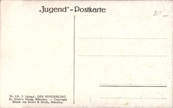 Artist Postcard Spiegel, F., eccentric, man with flute on a tree, birds