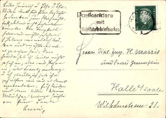 Postcard Hamburg Nord, residential building, Lübecker Str. 27, architect Julius Faulwasser