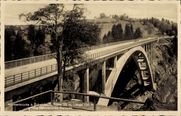 Postcard Echelsbach Bad Bayersoien Bavaria, Ammer Bridge, Concrete Bridge