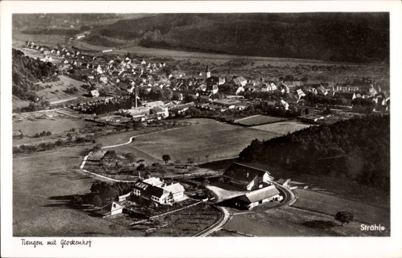 Postcard Tiengen am Oberrhein, aerial photograph, Glockenhof