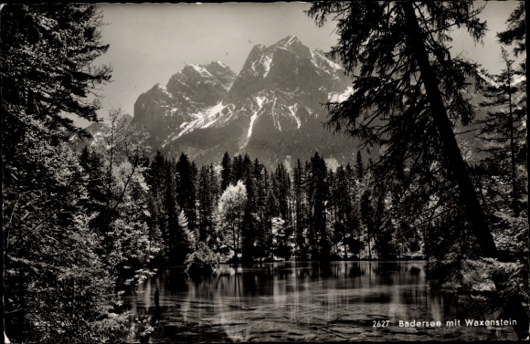Postcard Grainau in Upper Bavaria, Badersee, Waxenstein