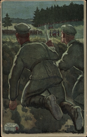 KP artysty Georgi, W., zakradający się patrol, reklama, Bahlsen, Leibniz Biscuit, niemieccy żołnierze