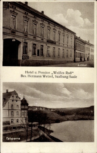 Postcard Saalburg in Thuringia, Hotel Weißes Roß, Dam