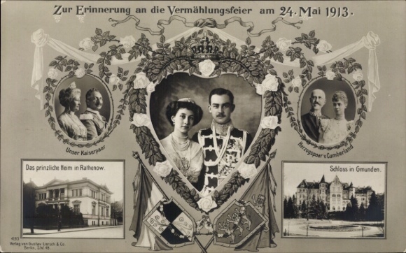 Postcard Duke Ernst August, Victoria Luise, Imperial couple, Duke and Ducal couple, wedding on 24 May 1913, Gmunden