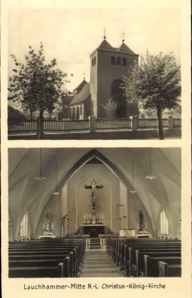 Postcard Lauchhammer in Niederlausitz, Christ the King Church, interior view