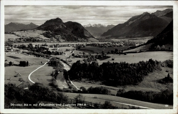 PC Pfronten in Allgäu, mountains, Falkenstein, Zugspitze, Black and White
