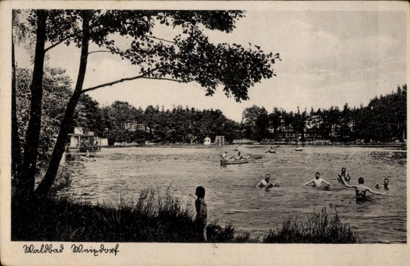 Ansichtkaart Dresden Weixdorf, boszwembad
