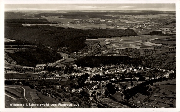 Postcard Wildberg in the Black Forest, total view, aerial photograph