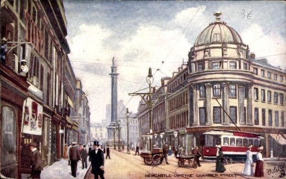 PC Newcastle upon Tyne England, Jesmond Dene, Grainger Street, tram, architecture, people,...