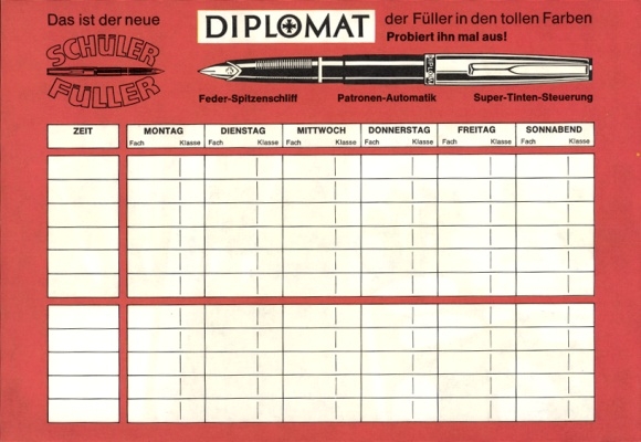 Tijdschema diplomaat student vulpen, Charly Brown strip rond 1960