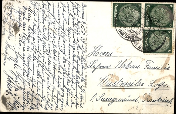 Postcard Beuren Hochwald in the Hunsrück, inn and butcher's shop, total view