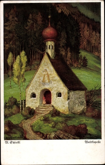 Artist PC Schiestl, Matthäus, view of a forest chapel