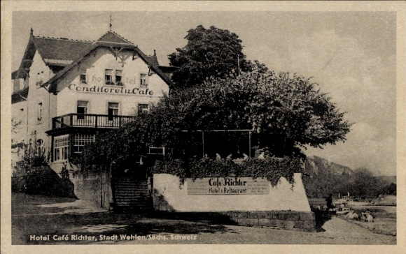 Ak Wehlen an der Elbe Sächsische Schweiz, Hotel Café Richter
