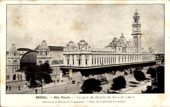 Ansichtkaart São Paulo Brazilië, Luz treinstation