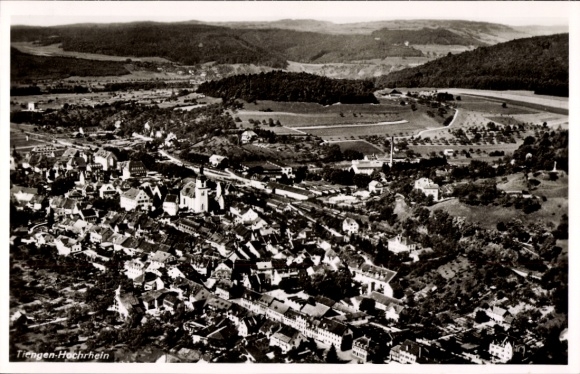 Postcard Tiengen am Oberrhein, aerial photograph