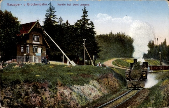 Postcard Drei Annen Hohne Wernigerode in the Harz, Brockenbahn