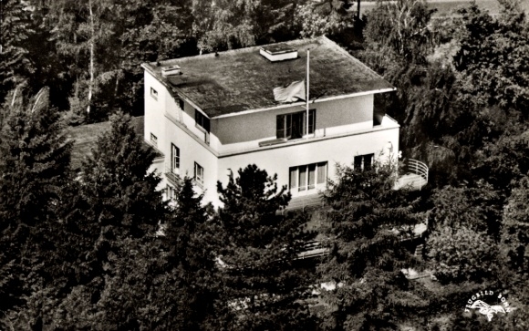 Studentika Postcard Würzburg, Corps Franconia, Corps House Judenbühlweg 7, aerial photo