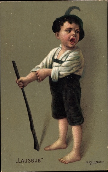 Artist PC Kaulbach, H., Lausbub, cheeky little farm boy