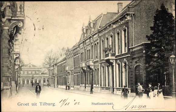Ak Tilburg Noord-Brabant Nederland, Stationstraat