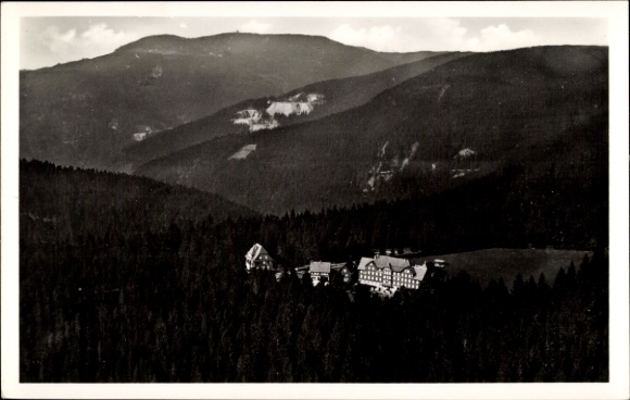 Postcard Ruhestein Baiersbronn in the Black Forest, aerial photograph, Hotel and Kurhaus Ruhestein