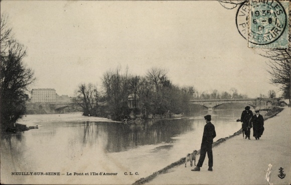 CPA Neuilly sur Seine Hauts de Seine, Le Pont et l'Ile d'Amour